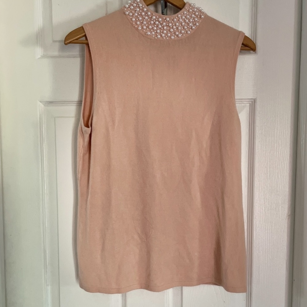 Vintage Baby Pink Turtle Neck Shell with Detail 🌸